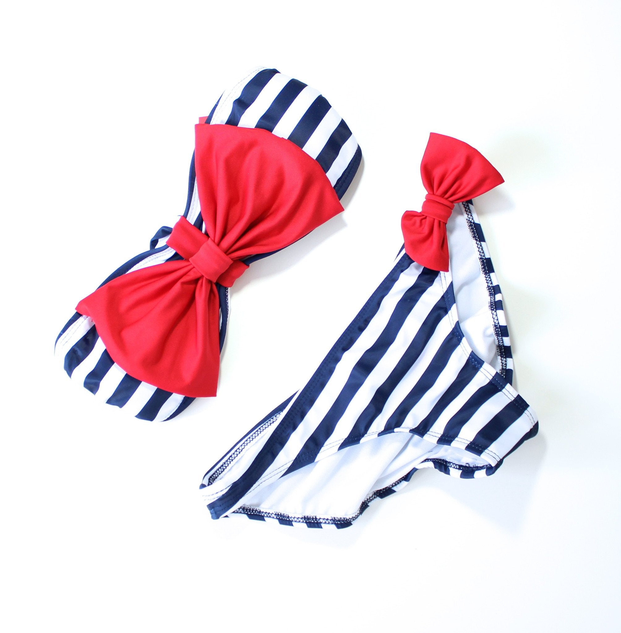 Final Sale Dippin Daisy Sailor Gal Bow Bandeau Bikini In Navy And Shop Hearts 0801