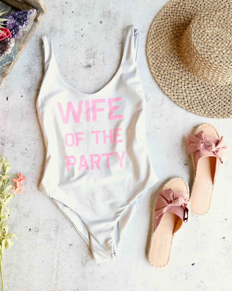 wife of the party one piece swimsuit