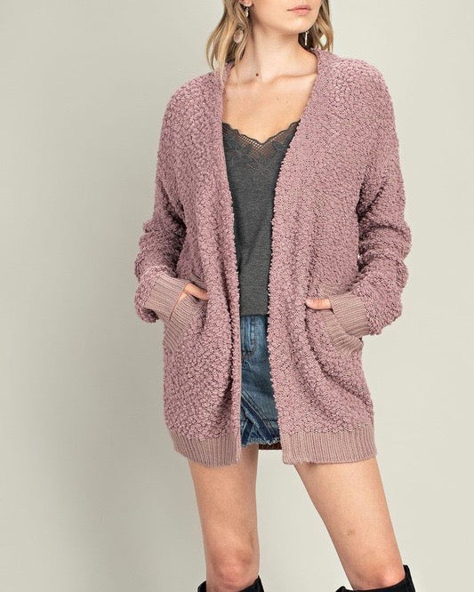 Oven frequentie Mail Stella Teddy Bear Popcorn Yarn Fuzzy Open Front Sweater Cardigan in Ma –  Shop Hearts