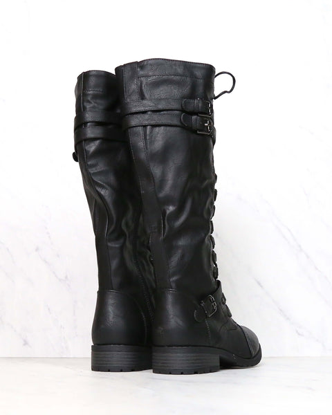 tall black lace up combat boots