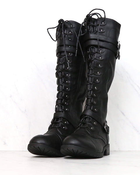 Tall Lace Up Combat Boot - Black – Shop 