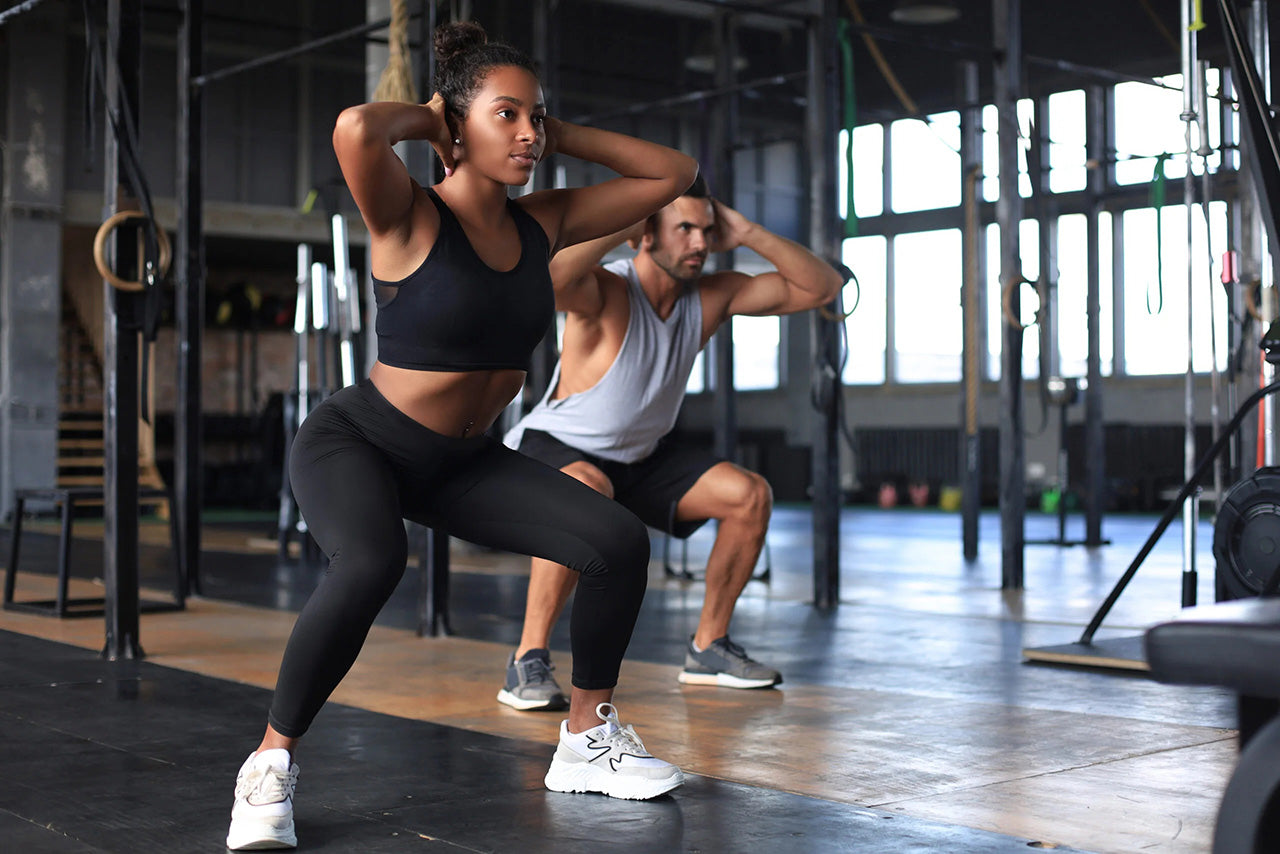 gym workout, guy and girl