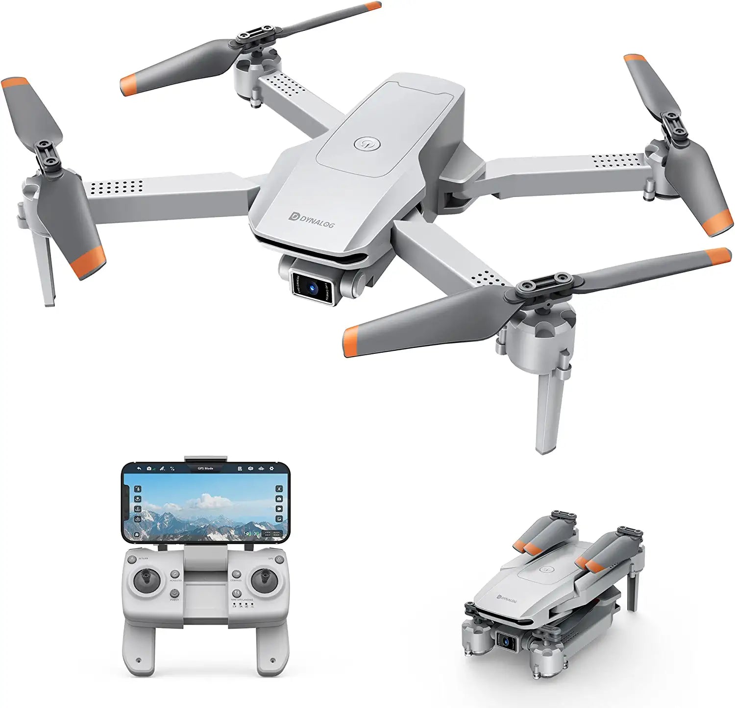 Dynalog DR-DG600C GPS-drone voor volwassenen - RC Quadcopter met Auto Return, Follow Me, Gesture Control, Point of Interest, Waypoints, Headless-modus, 2 batterijen, compatibel met VR-bril