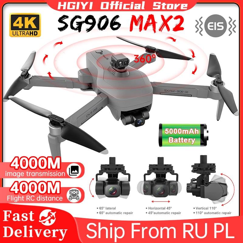 regeling wedstrijd Pessimist HGIYI SG906 MAX2 Drone - 5000mAH GPS 4K HD Professional Camera with 3-Axis  Gimbal 360 Obstacle Avoidance 906 MAX Brushless Quadcopter Professional Camera  Drone