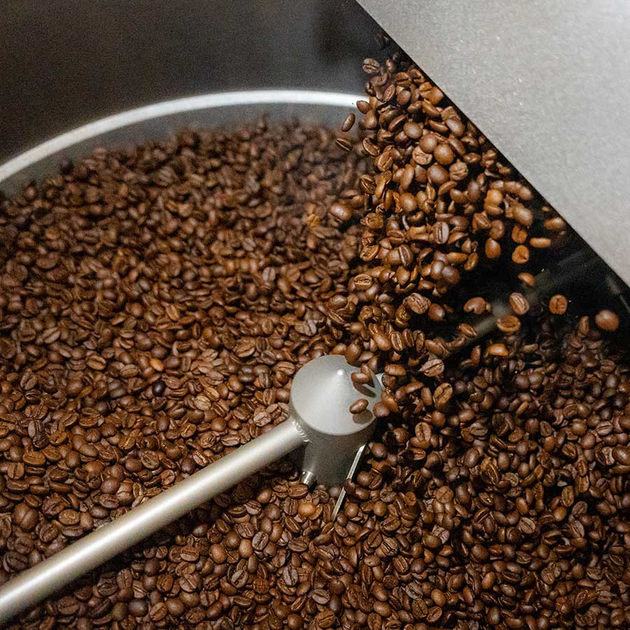 coffee beans in a roastery