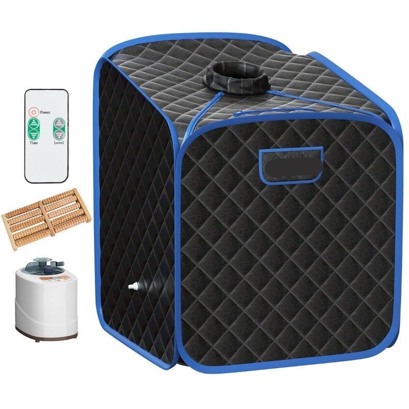 Personal Sauna Tent 9 Adjustable Temperature 2L Folding W/Chair Foot Massage Roller Absorbent Pad for Spa Home Stress Fatigue Detox Paddie Portable Steam Sauna 