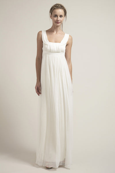 square neckline white dress