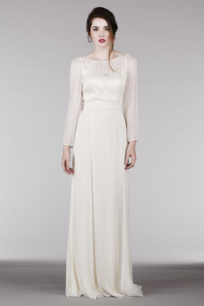 long sleeve bohemian wedding dress