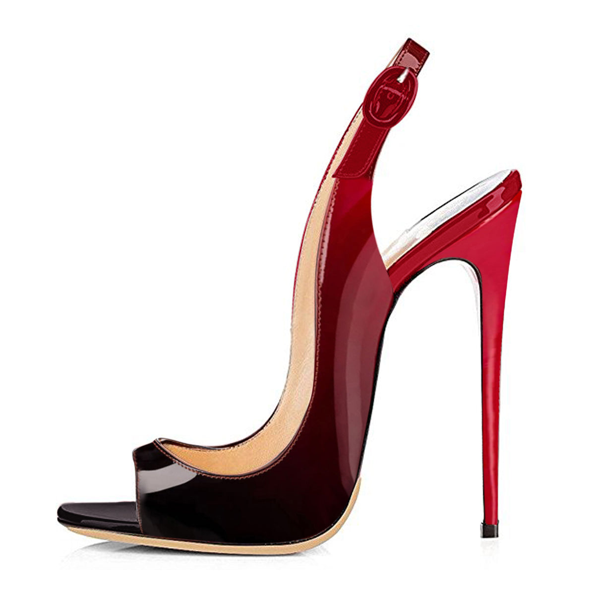 Black Red Gradient Peep Toe Thin High 