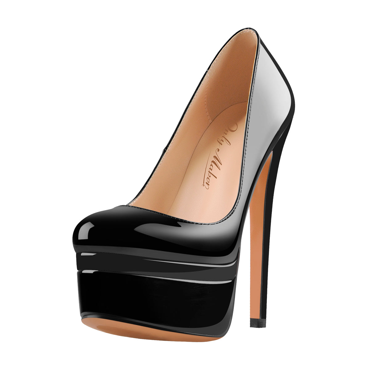 Black Patent Leather Round Toe Double 