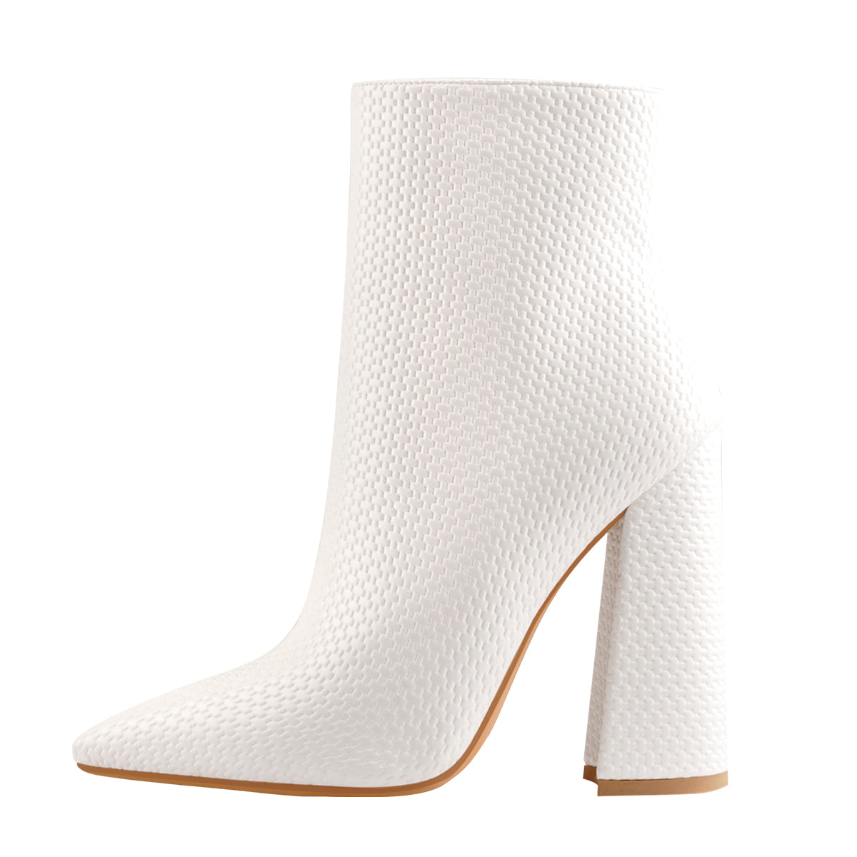 white woven booties