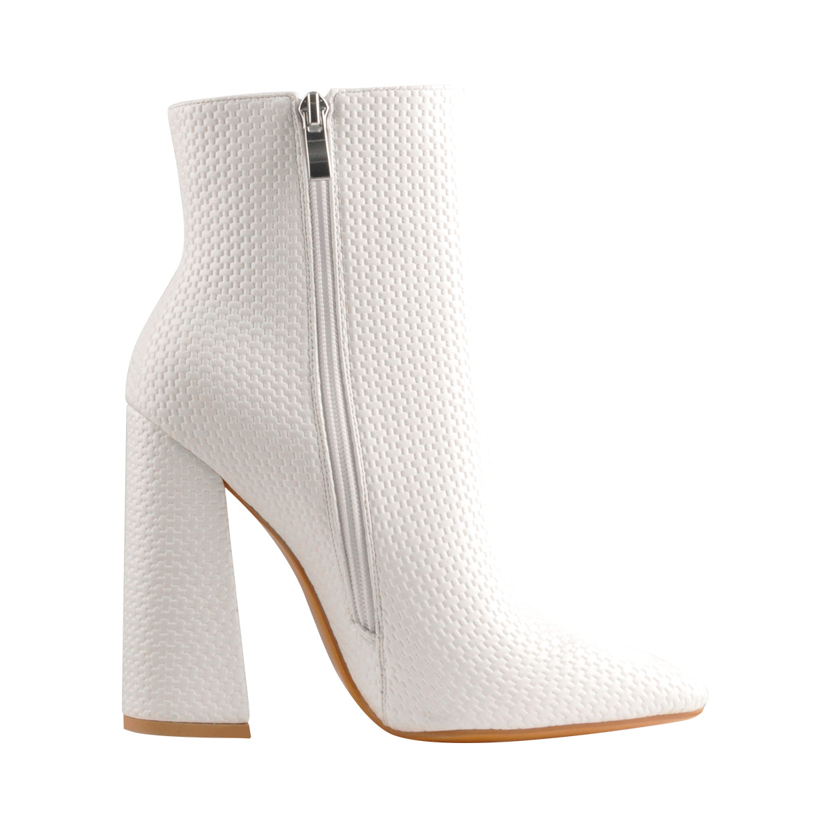 white woven booties