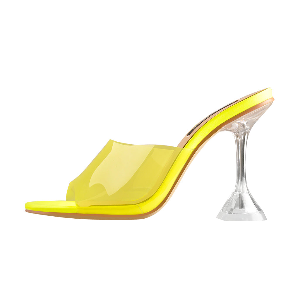 open toe yellow heels