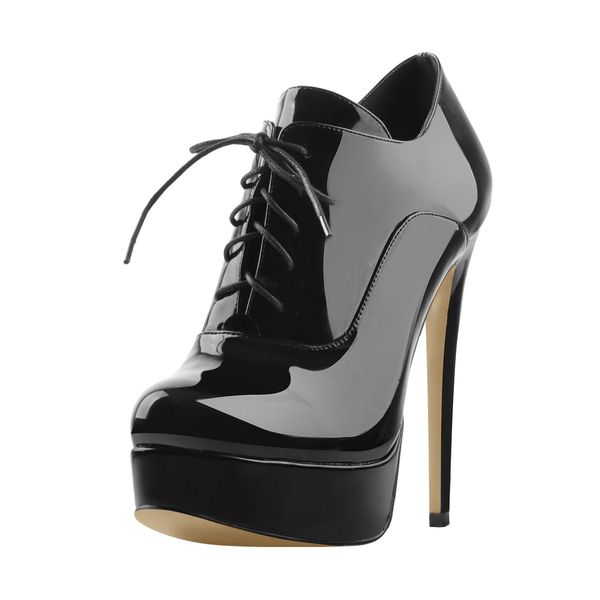 black patent stiletto ankle boots