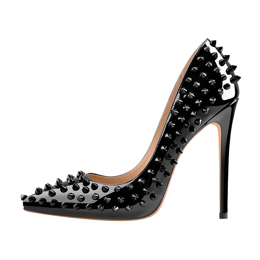 black studded high heels