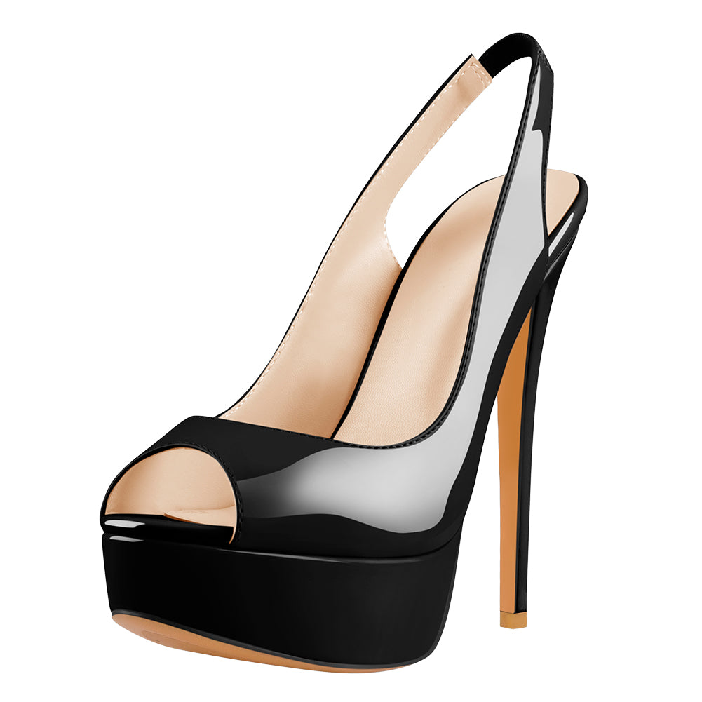 black slingback sandal heels