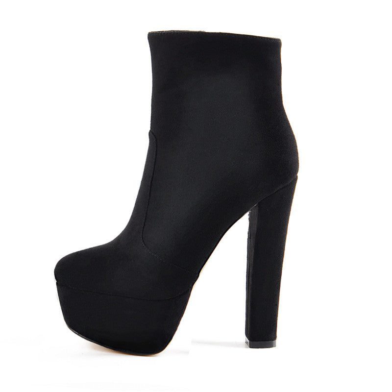 black platform ankle boots with chunky heel