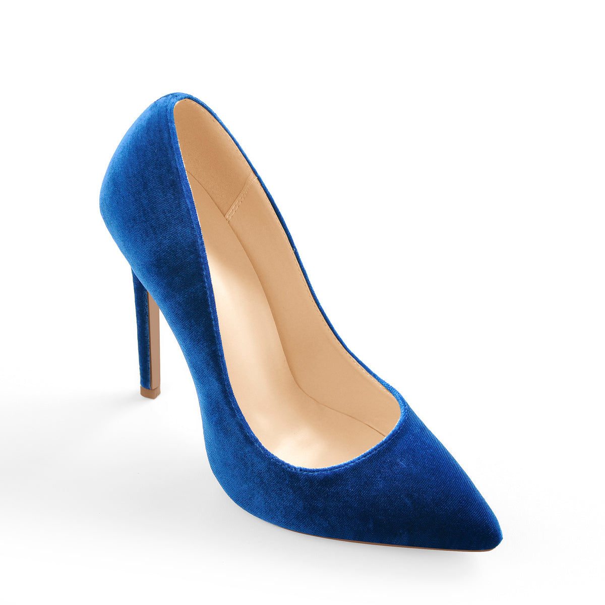 Pointed Toe Stiletto Slip-On Blue Velvet – Onlymaker