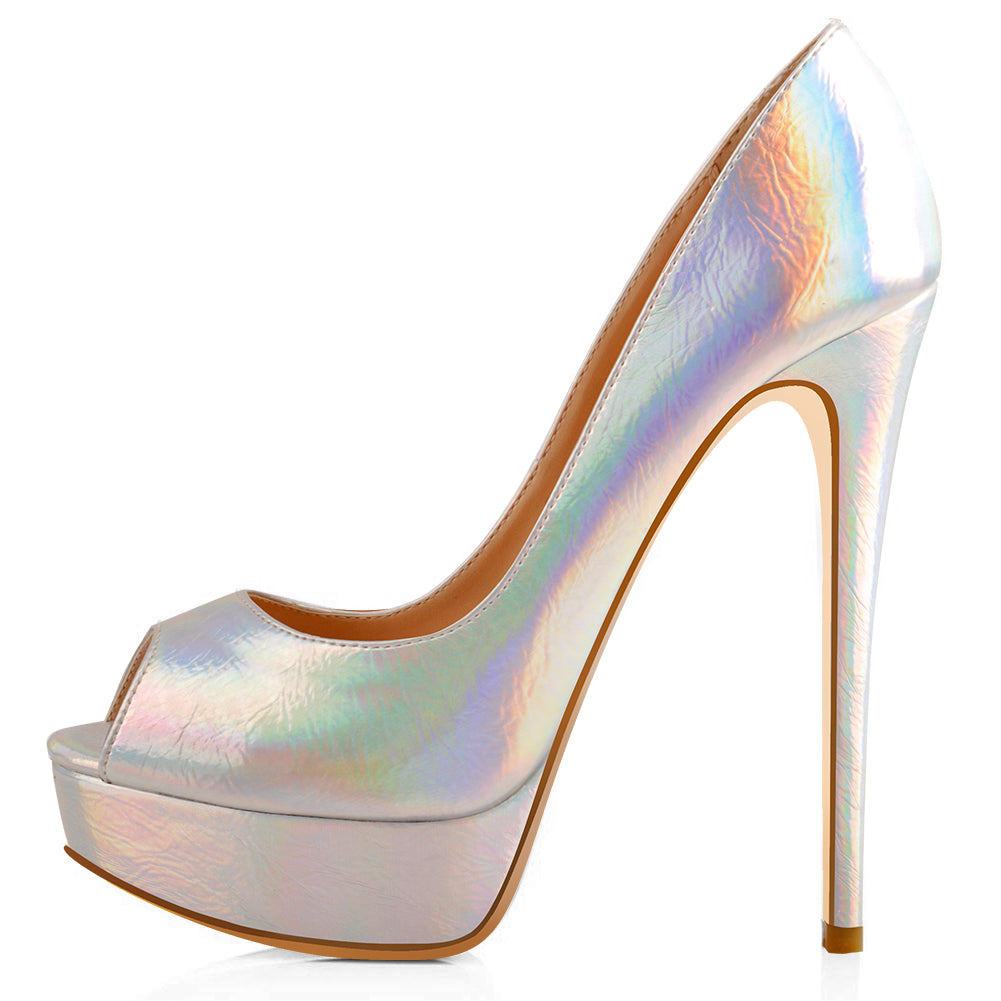iridescent platform heels