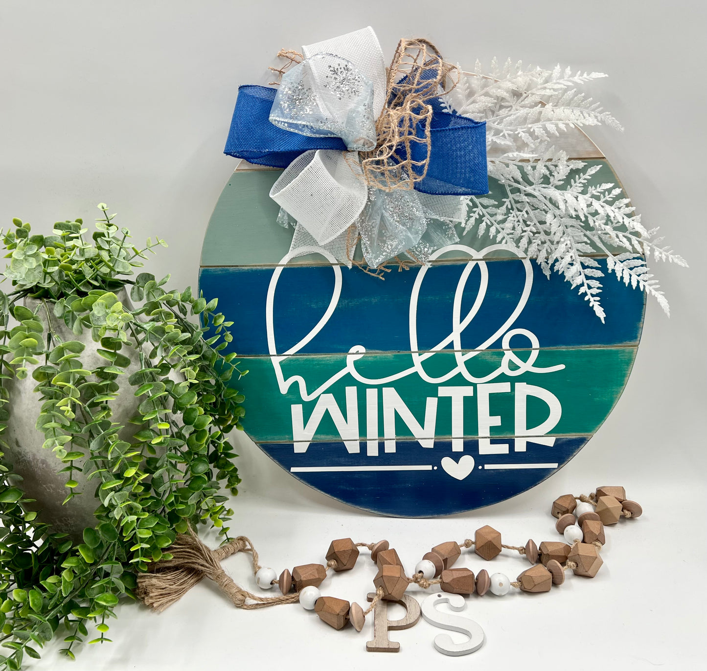 Hello Winter - 18” Faux Pallet Door Hanger