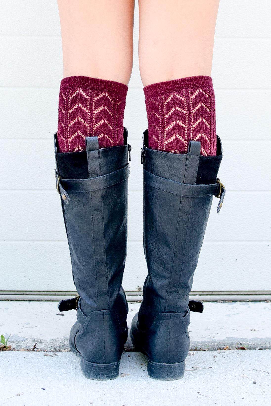 Cabernet Thigh High Chevron Patterned Boot Socks