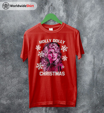 Holly Dolly Christmas T-Shirt Dolly Parton Shirt Ugly Christmas - WorldWideShirt