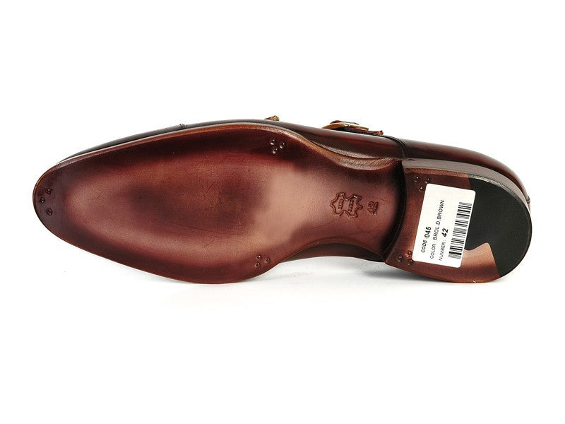 PAUL PARKMAN Mens Cap-Toe Double Monkstraps Brol Dark Brown - Shoesly
