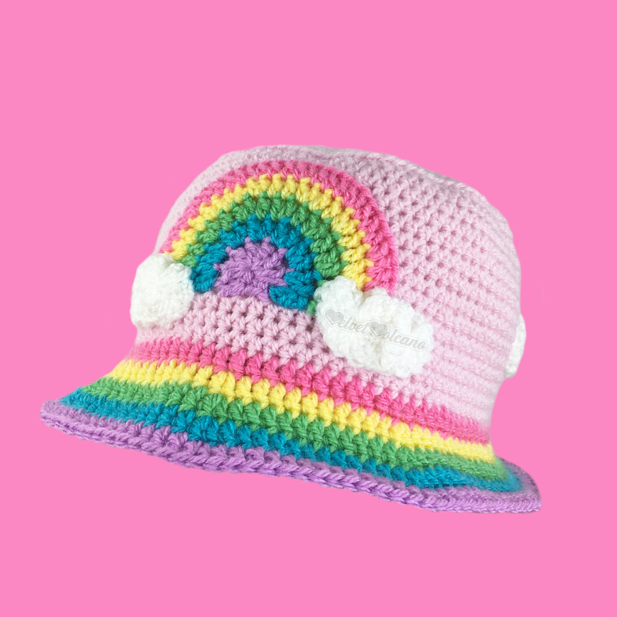 Pastel Rainbow Cloud Bucket Hat - Colourful Cloudy Sky & Rainbow Stripe Unisex Teen & Adult ...