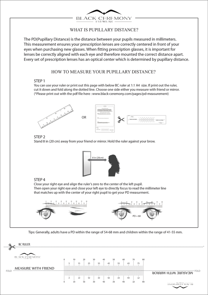 Pupillary distance measurement at Black Ceremony Eyewear