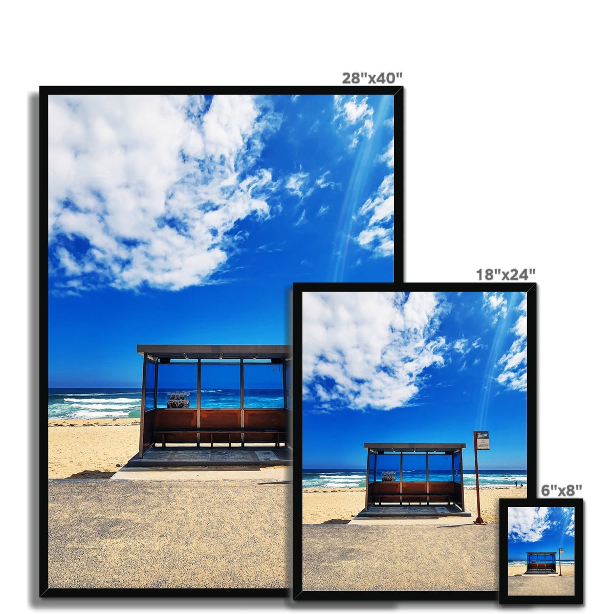 BTS spring day location place bus stop on the beach Framed Print