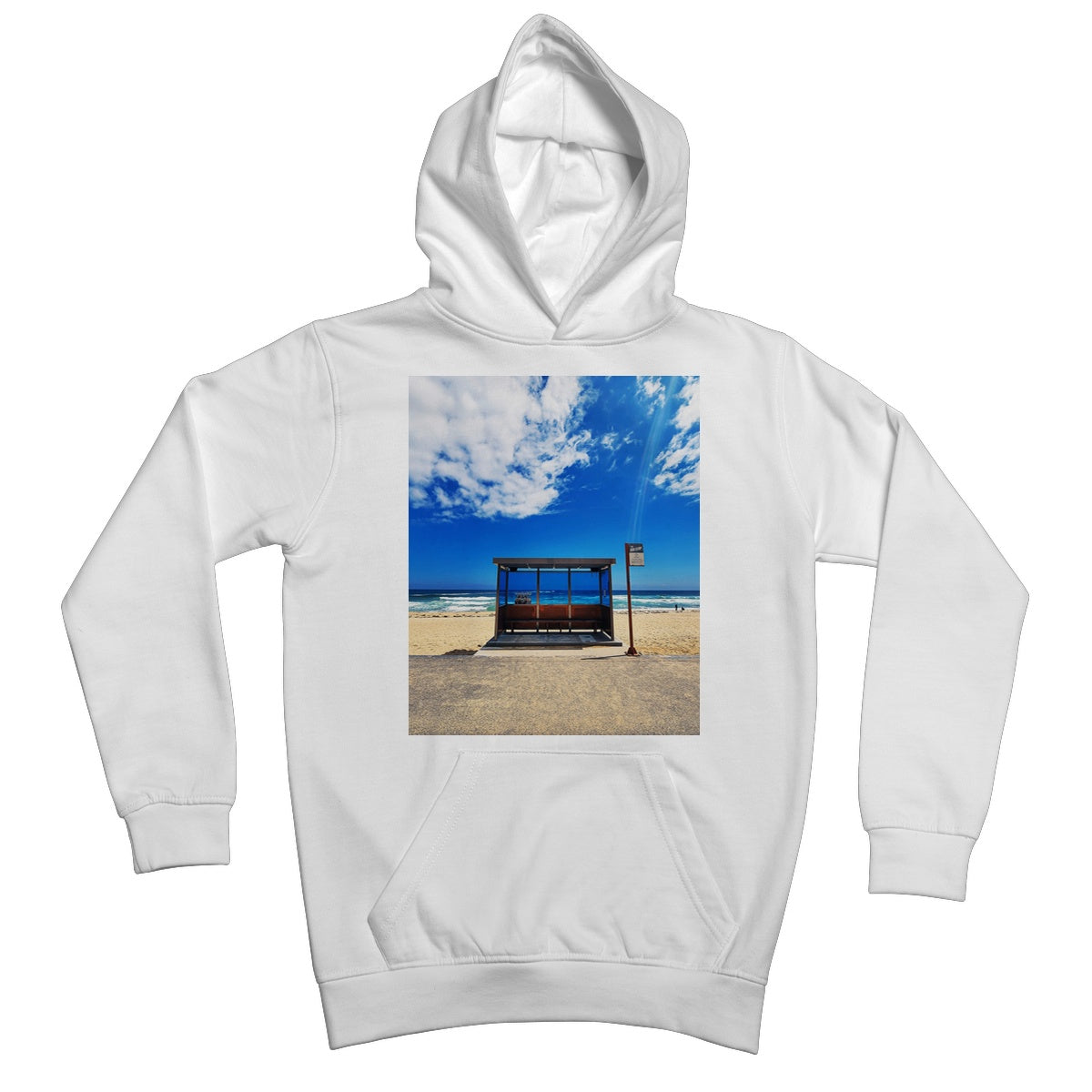 BTS spring day location place bus stop on the beach Kids Hoodie
