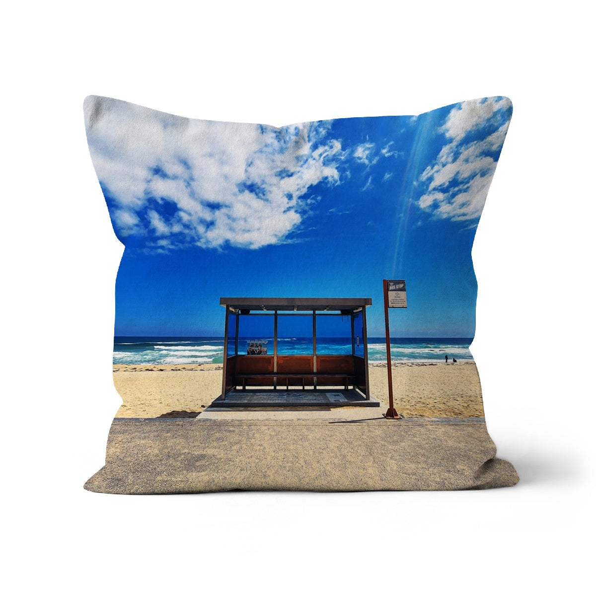BTS spring day location place bus stop on the beach Cushion