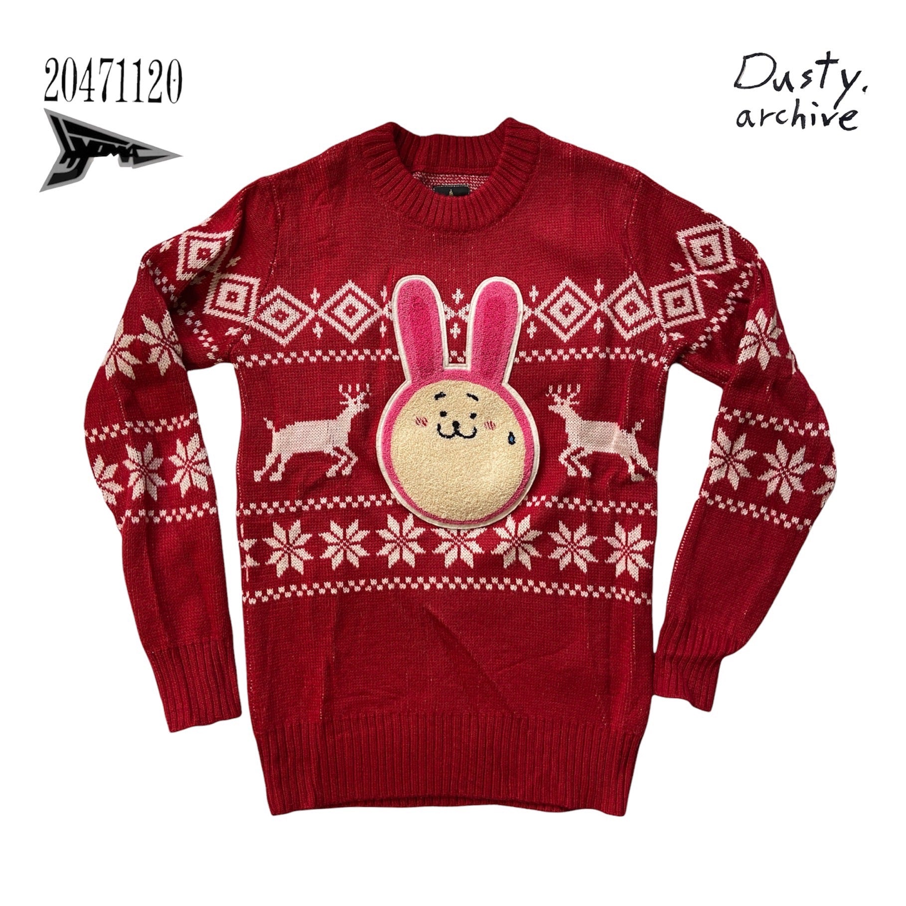 20471120 hyoma red knit mascot bunny sweater S