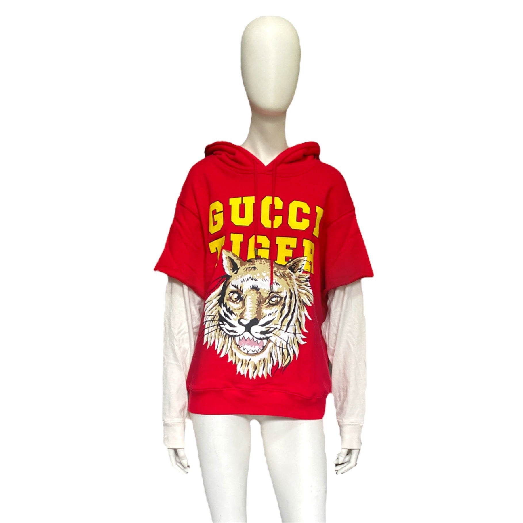 Hong Kong Tilbagetrækning For det andet Gucci tiger red cut sleeve hoodie S – Dusty Archive