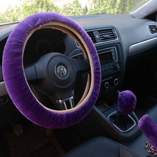 Fluffy Steering Wheel + Gearshift + Handbrake Cover