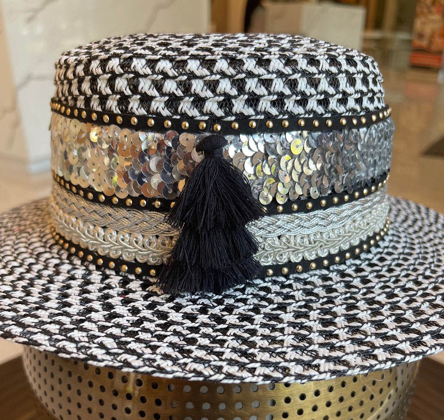 Summer, Beach Woman’s Straw CUSTOM MADE, Hand Made by Loving Hands.FINEST trims and charms, Beach Hat, Fashion Trend, - Premium Straw Fedora