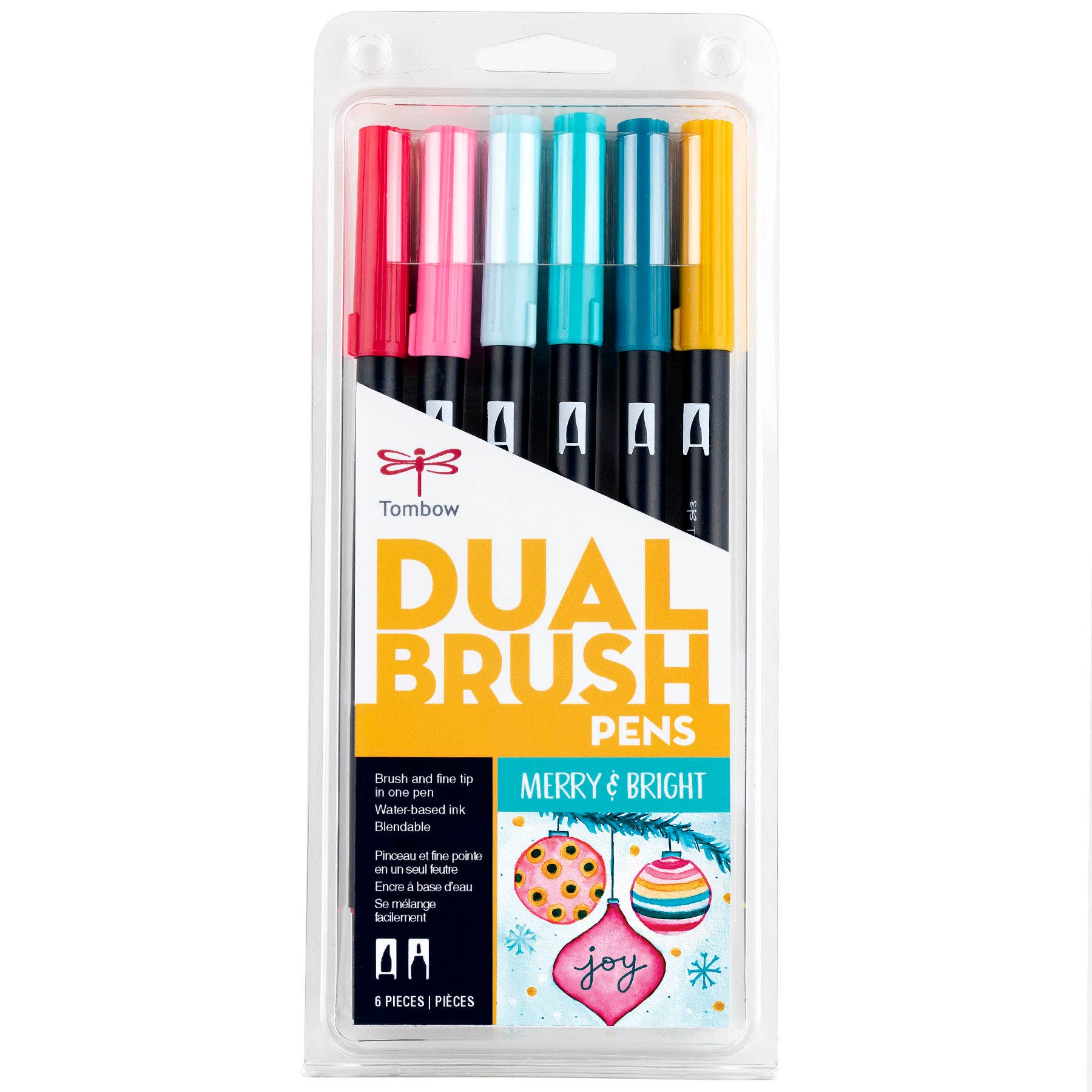 kalligrafie Blauw lening Dual Brush Pen Art Markers, Merry & Bright, 6-Pack – Brightly Art Studio