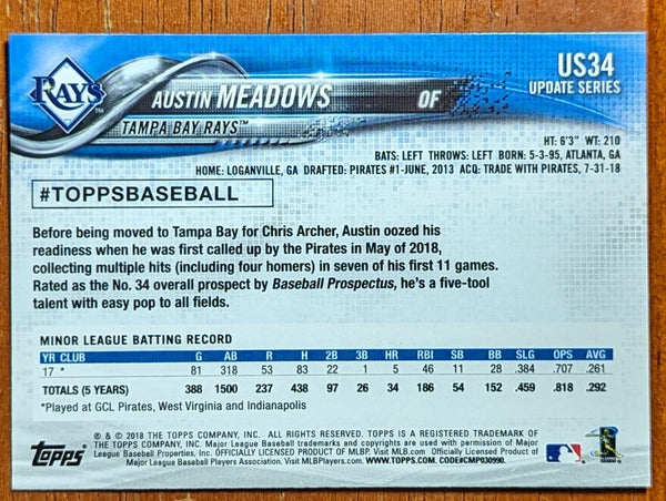 2018 Topps Update Series - #US34 Austin Meadows (Batting, Gray Jersey)