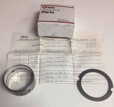 New Original Onan Part Bearing Kit 101-0450 .010 OS BGE 6KW & NHE 6KW NOS OEM 