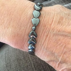Hematite hearts medical alert bracelet grey gray