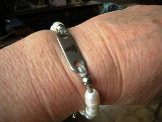 Ladies medical alert bracelet freshwater pearls