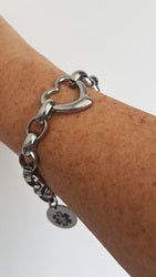 Ladies medical alert bracelet stainless steel heart charm