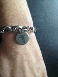 Ladies medical alert bracelet osteoporosis charm