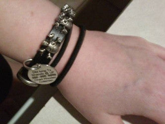 Medical alert bracelet lung transplant black leather skulls