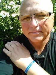 Mens medical alert wristband blue white COPD