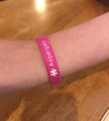 Pink White Aspergers Wristband Puzzle Piece