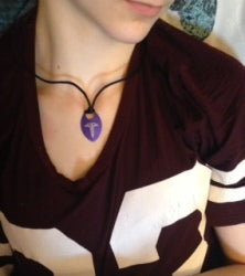 Purple Medical Alert Necklace - Asthma Severe Allergy To Nuts