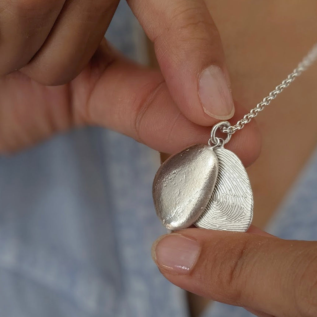 Fingerprint Pebble Locket Necklace