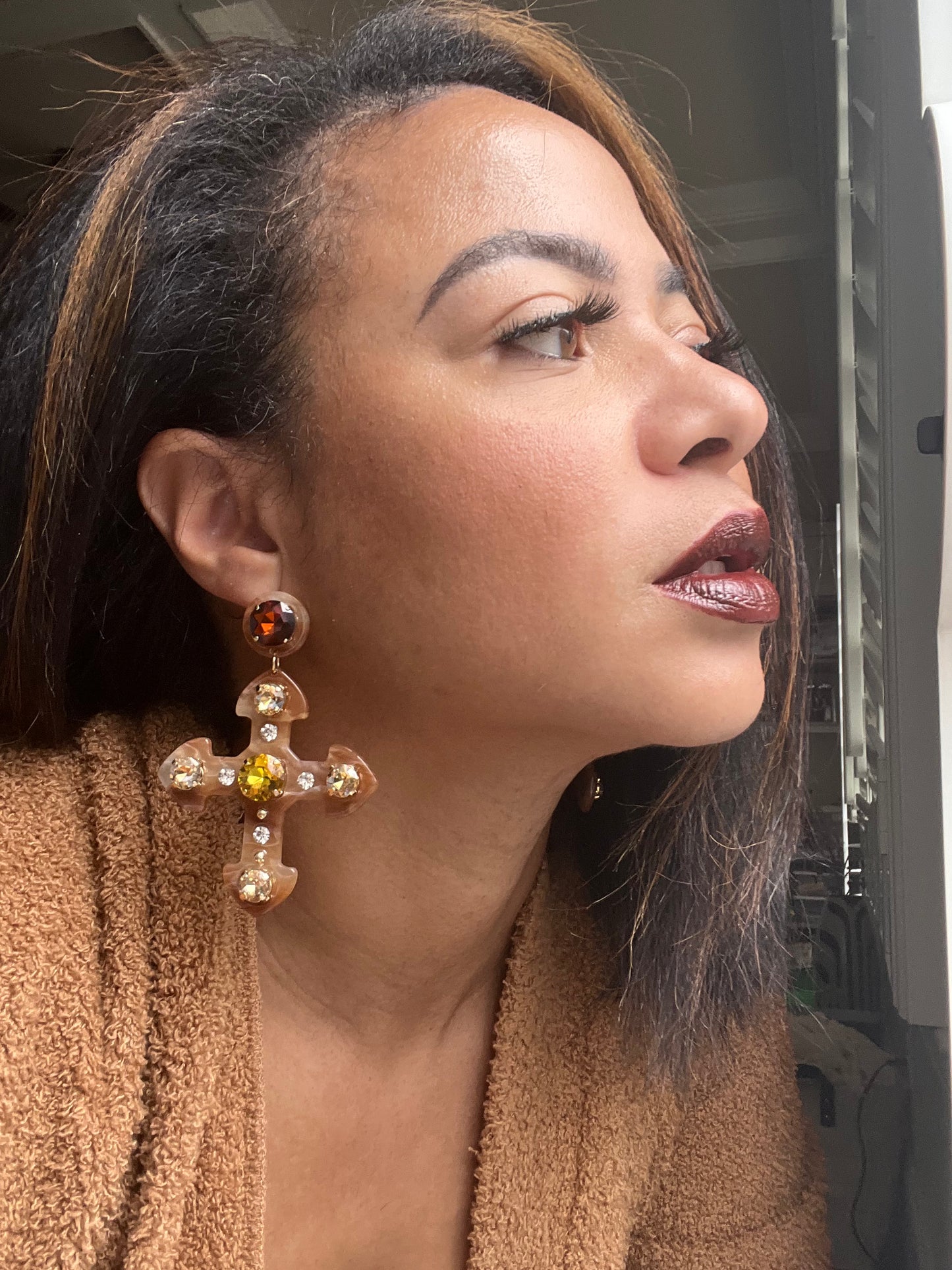 Studded Cross Earrings