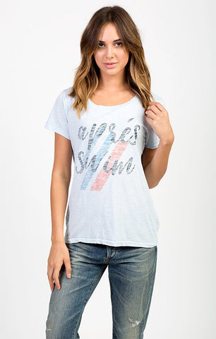 APRES SWIM WOMENS SCOOP NECK BLUE TEE 